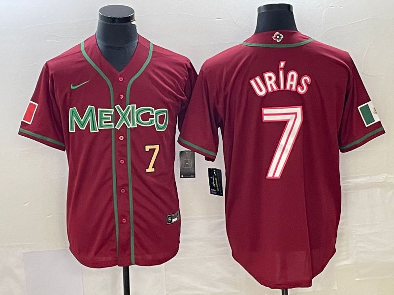 Men 2023 World Cub Mexico #7 Urias Red Nike MLB Jersey4->more jerseys->MLB Jersey